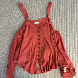 We the free pink Button-Up flowy Blouse